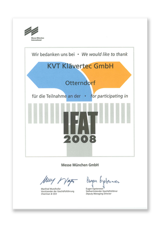 Urkunde Teilnahme IFAT 2008